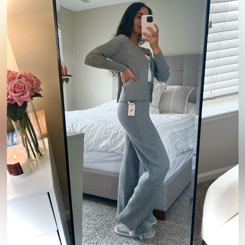 Anthropologie Two Piece Ribbed Lounge Set NWT